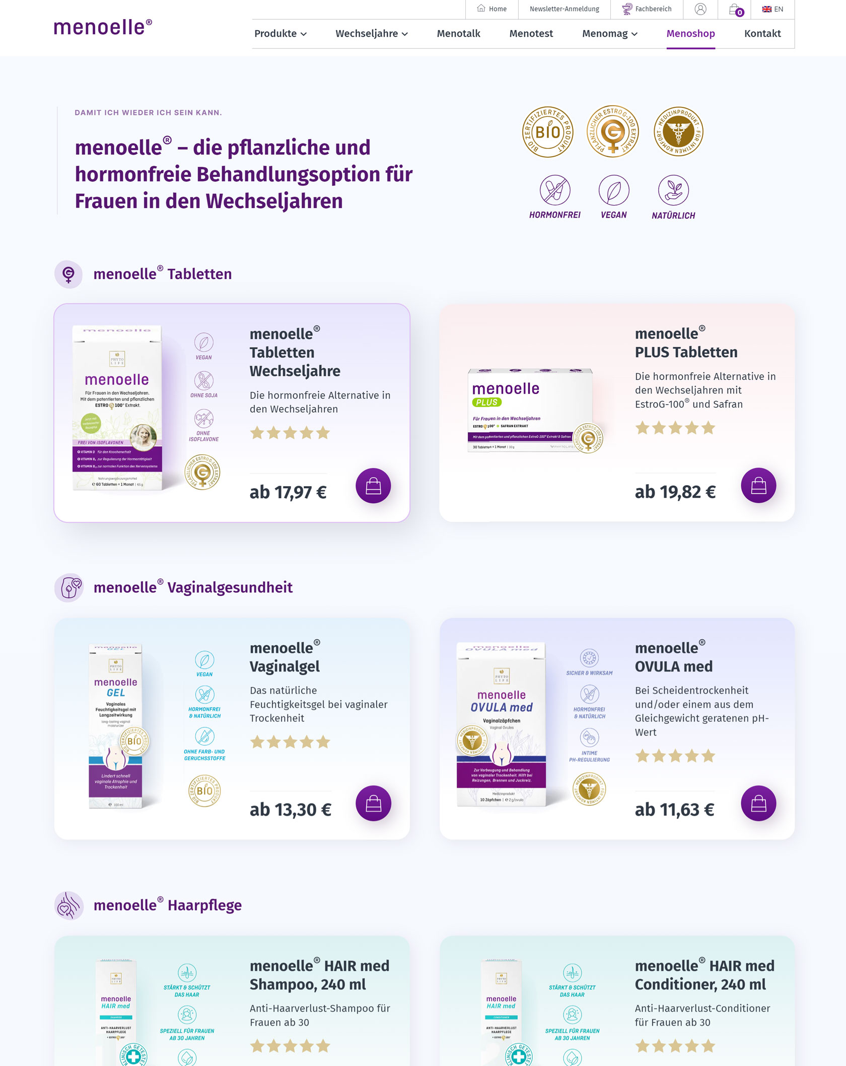 Relaunch (Website und Shop) für ein Pharma-Produkt