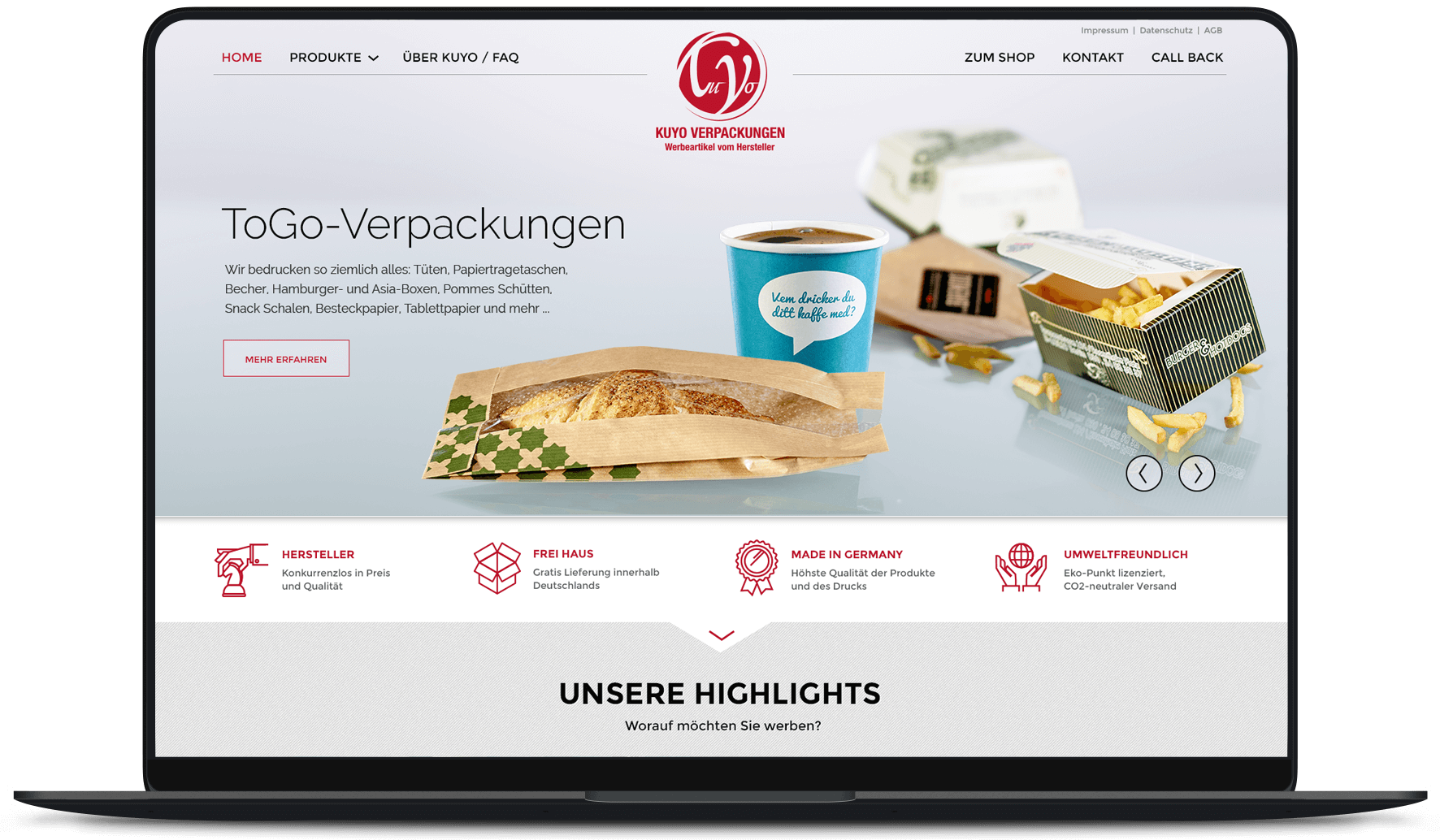Website Arbeitsbeispiel von PRIMA LINE - Druckerei-Website