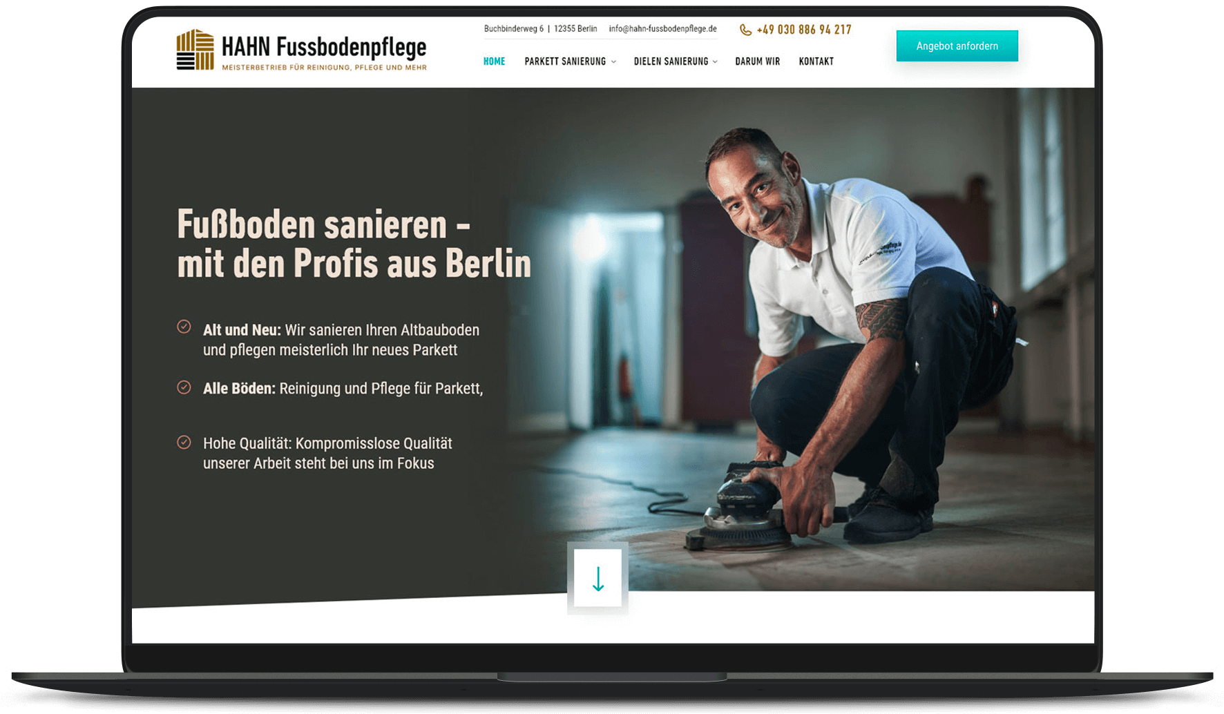 Website Arbeitsbeispiel von PRIMA LINE - Handwerker-Website