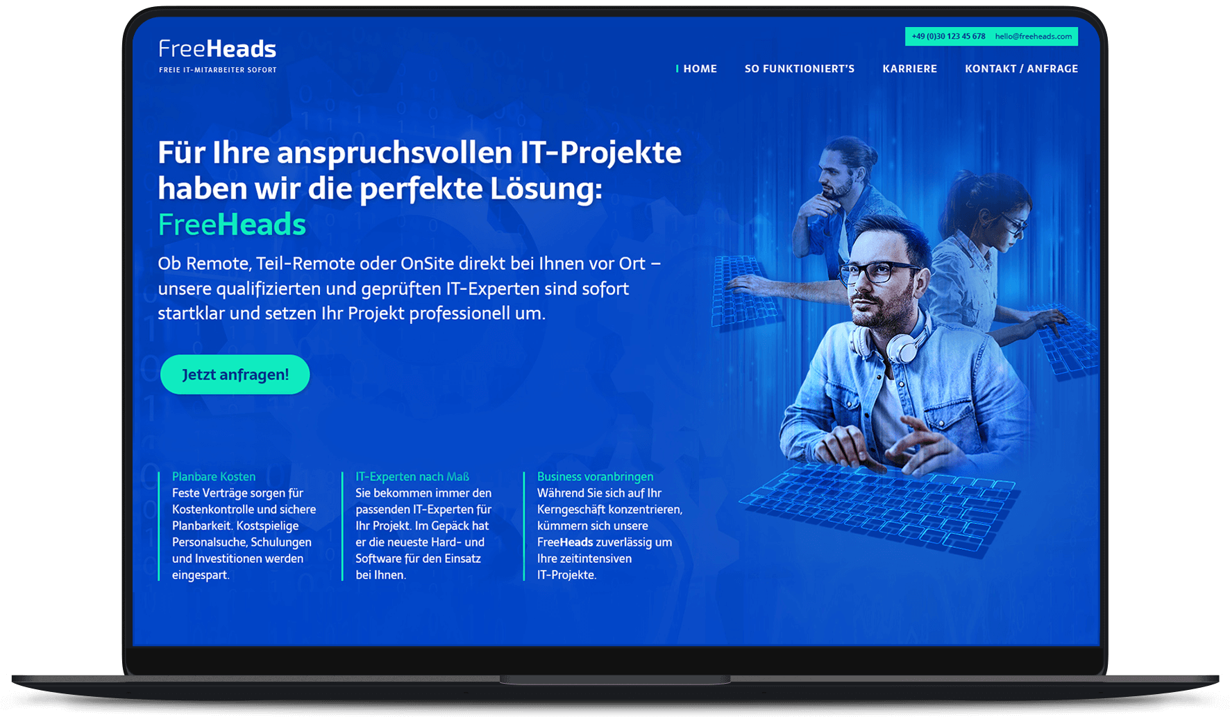 Website Arbeitsbeispiel von PRIMA LINE - IT-Branche-Website