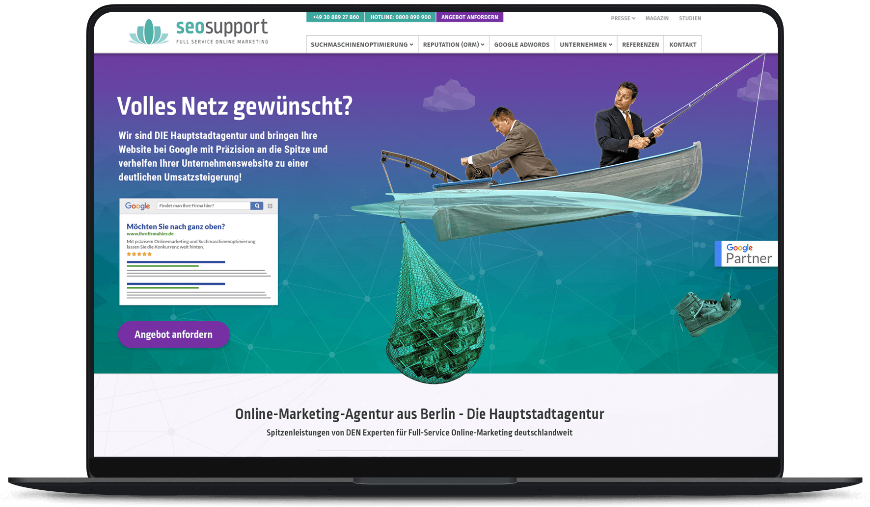 Website Arbeitsbeispiel von PRIMA LINE - Marketingagentur-Website