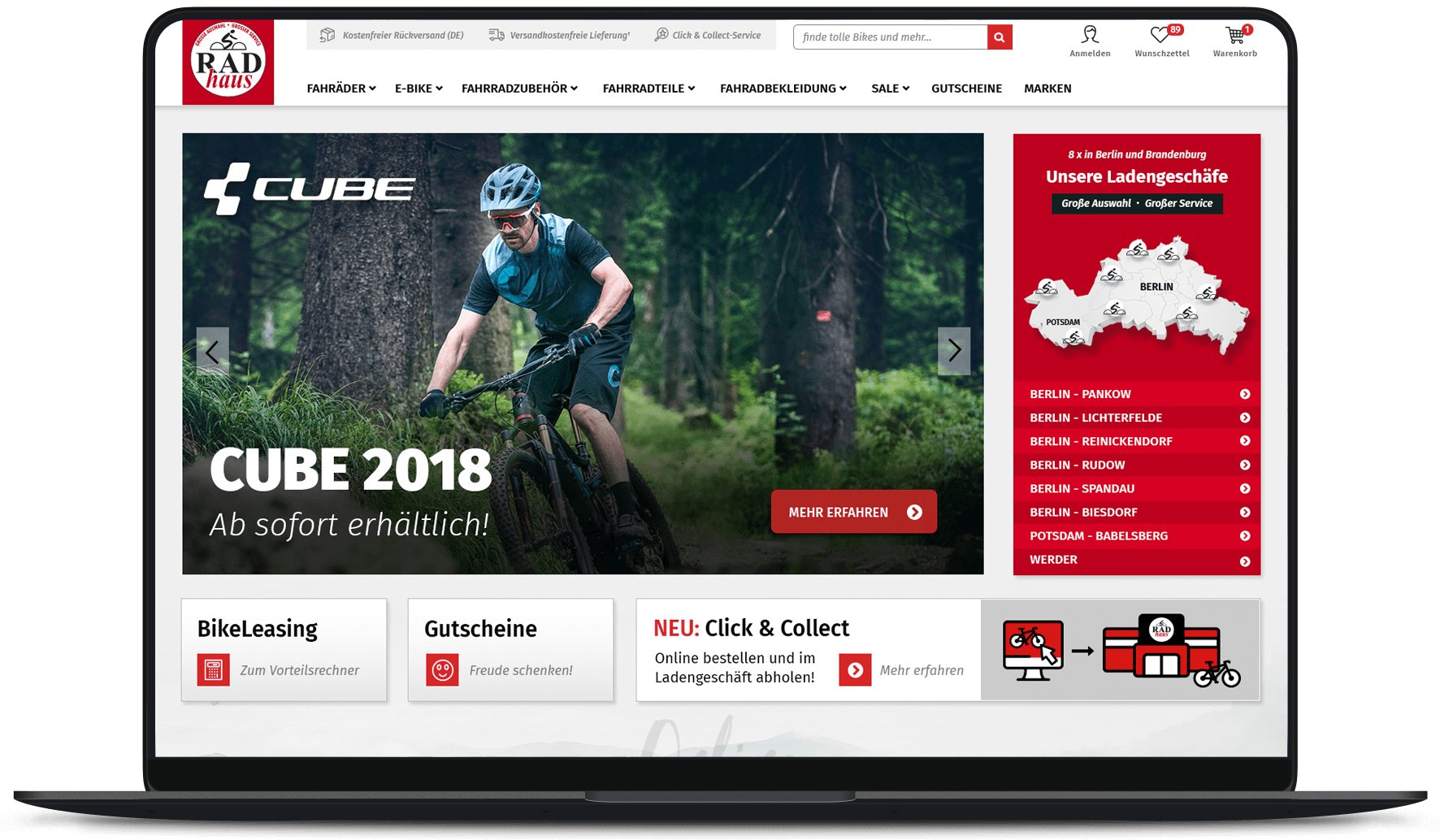 Website Arbeitsbeispiel von PRIMA LINE - OnlineShop-Website