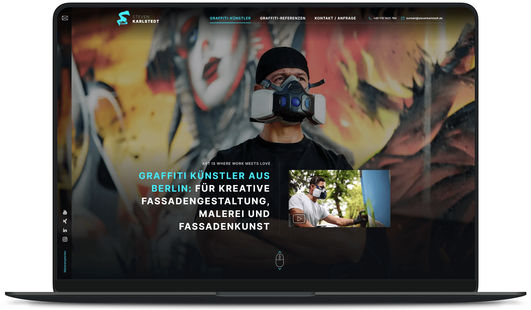 Website Arbeitsbeispiel von PRIMA LINE - Künstler-Website