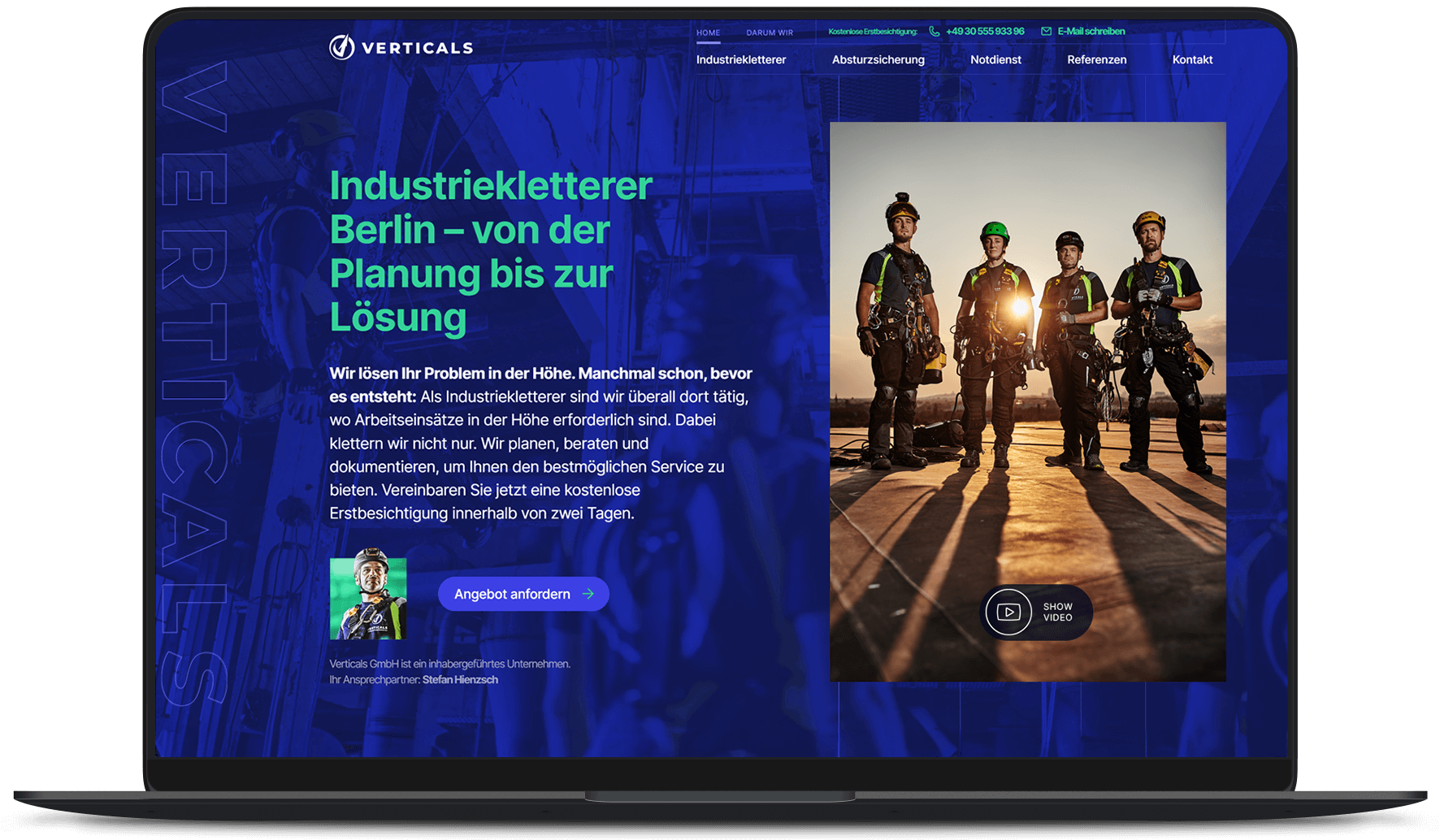 Website Arbeitsbeispiel von PRIMA LINE - Industriekletterer-Website