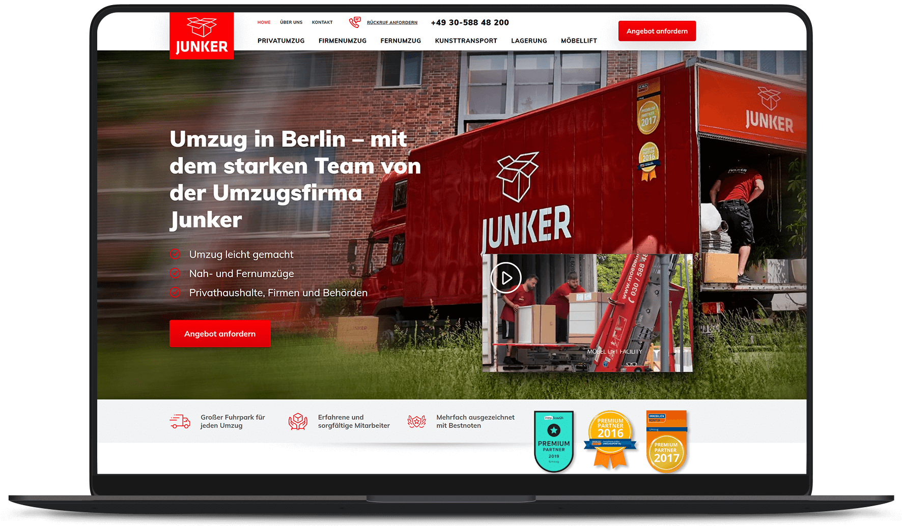 Website Arbeitsbeispiel von PRIMA LINE - Umzugsfirma-Website